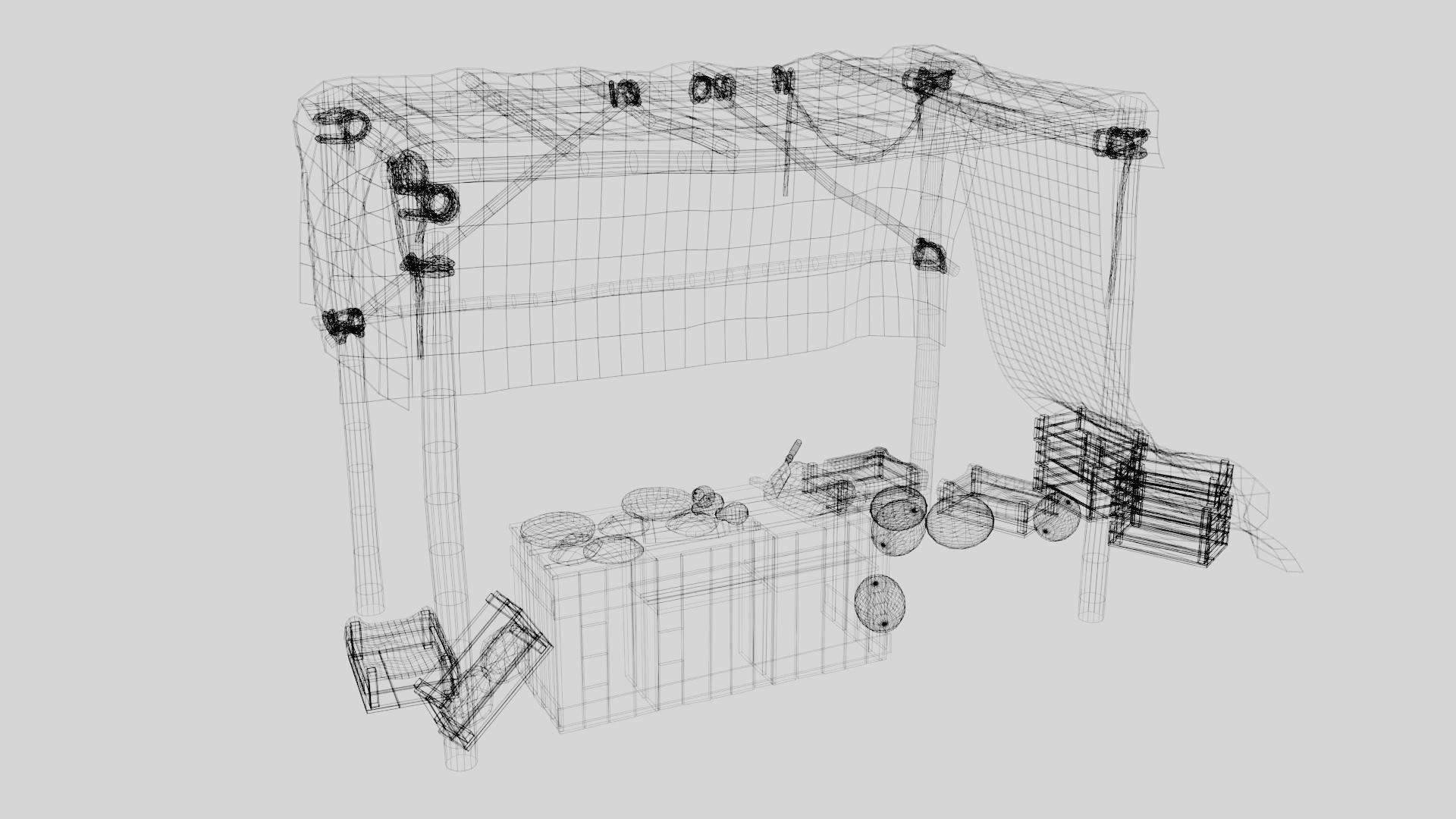 The Medieval Market Stall Low-poly 3D model_11