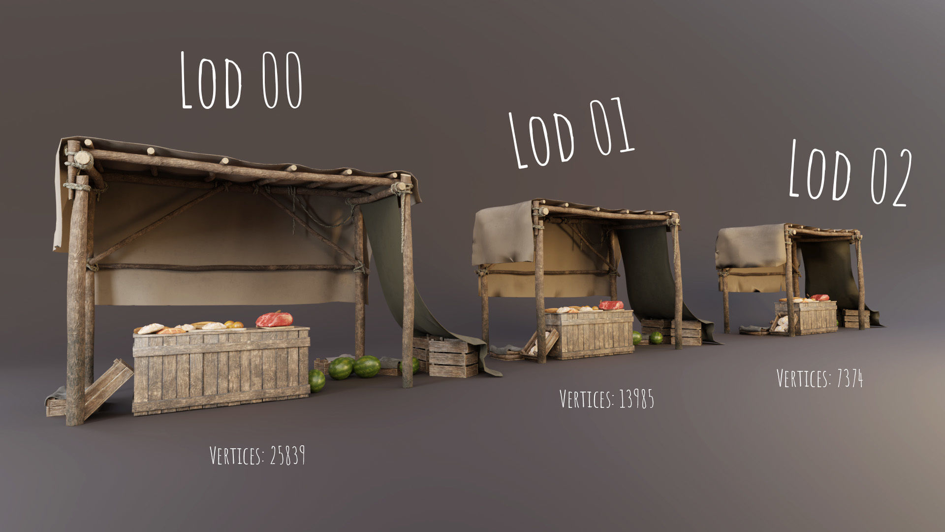 The Medieval Market Stall Low-poly 3D model_5