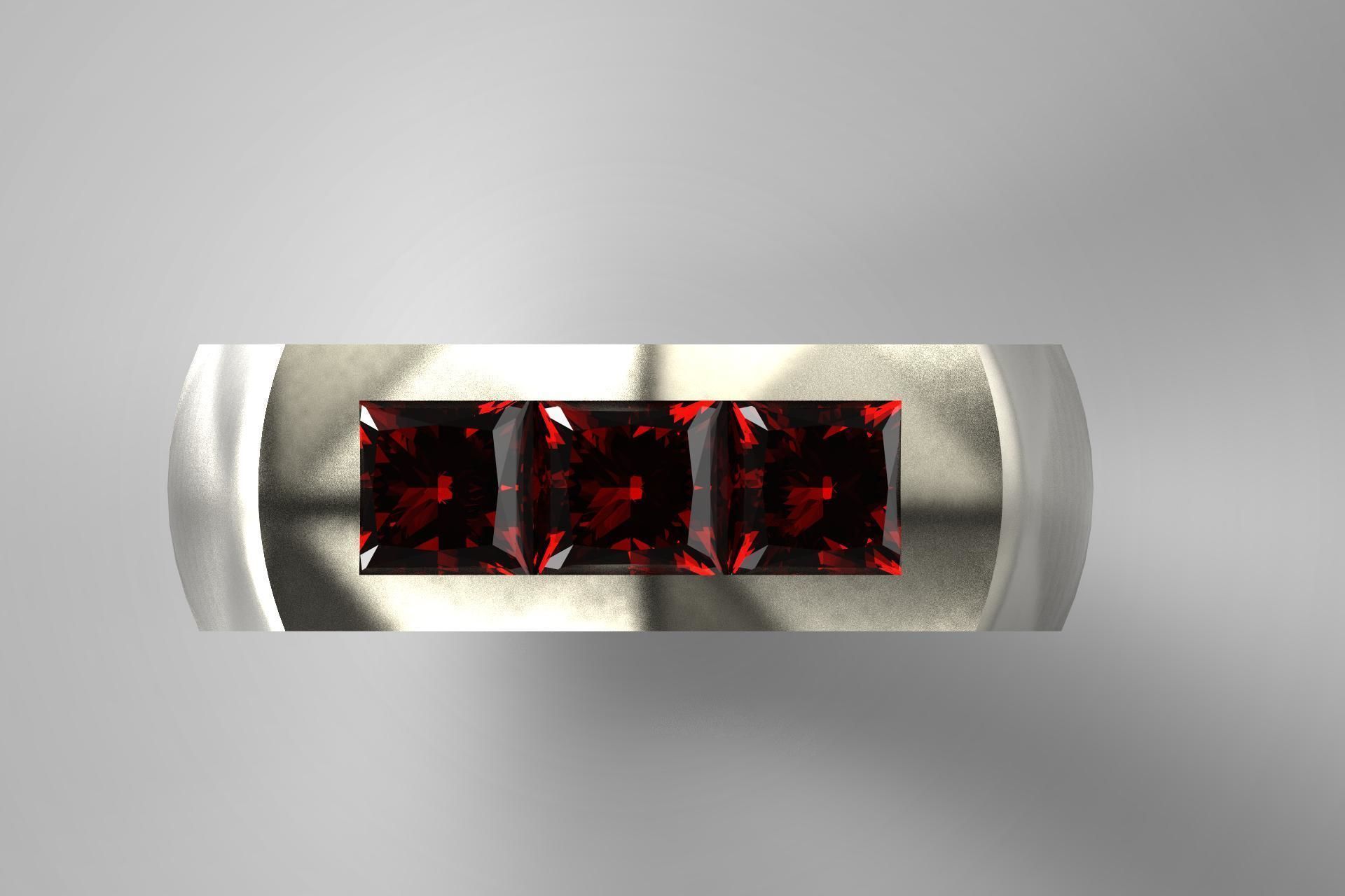 Simply Tri-Ruby Titanium Ring 3D print model_1