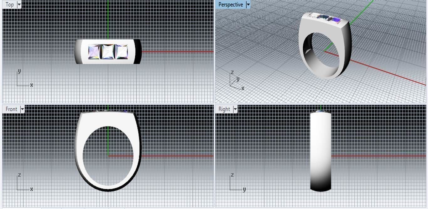 Simply Tri-Ruby Titanium Ring 3D print model_3