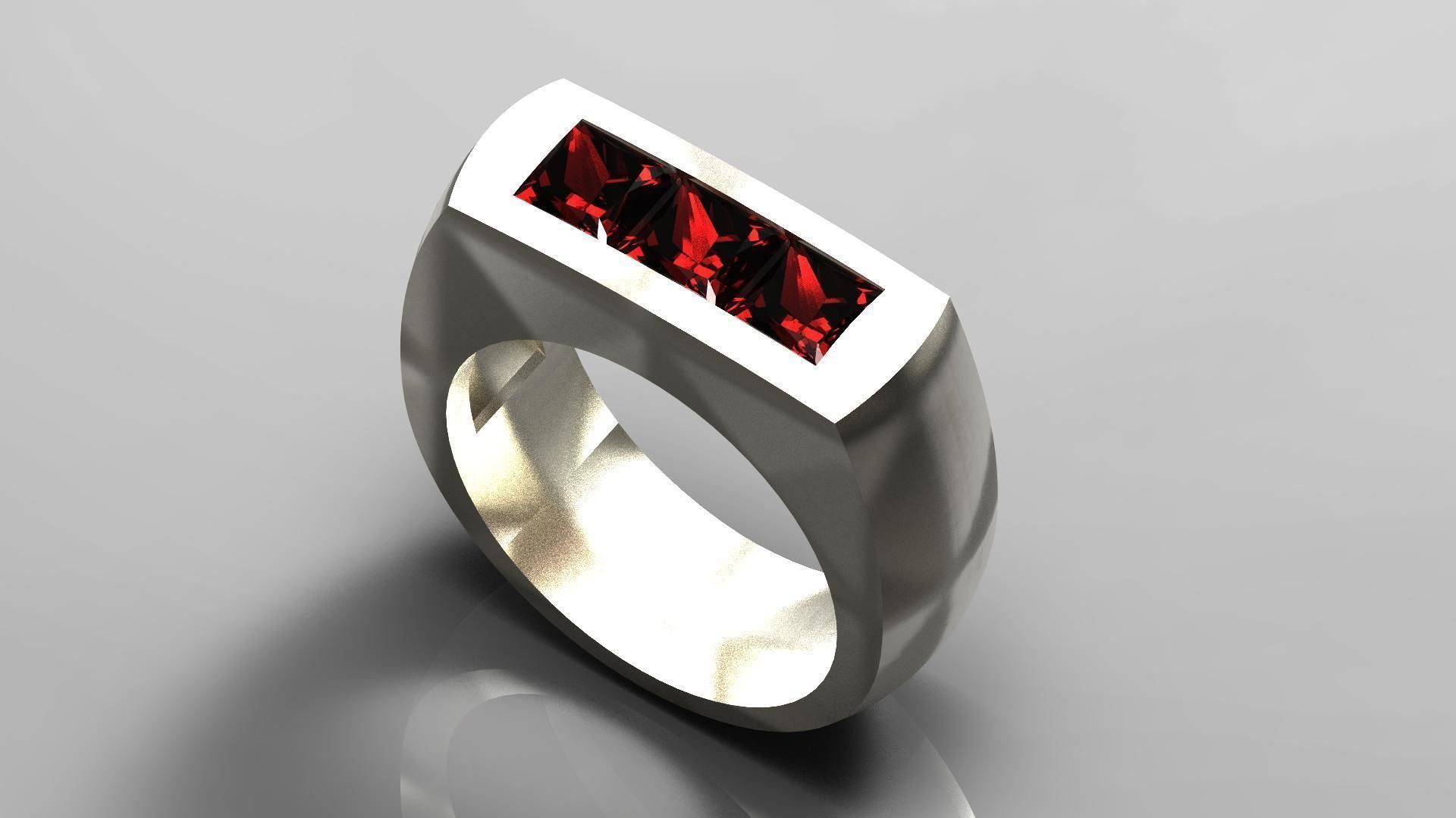 Simply Tri-Ruby Titanium Ring 3D print model_2