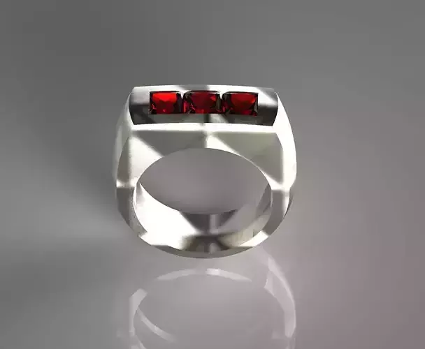 Simply Tri-Ruby Titanium Ring 3D print model