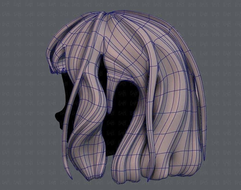 3D Hair style for girl V24 Low-poly 3D model_15