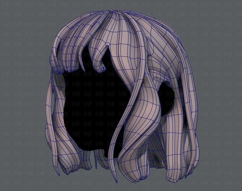 3D Hair style for girl V24 Low-poly 3D model_16