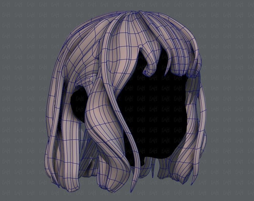 3D Hair style for girl V24 Low-poly 3D model_10