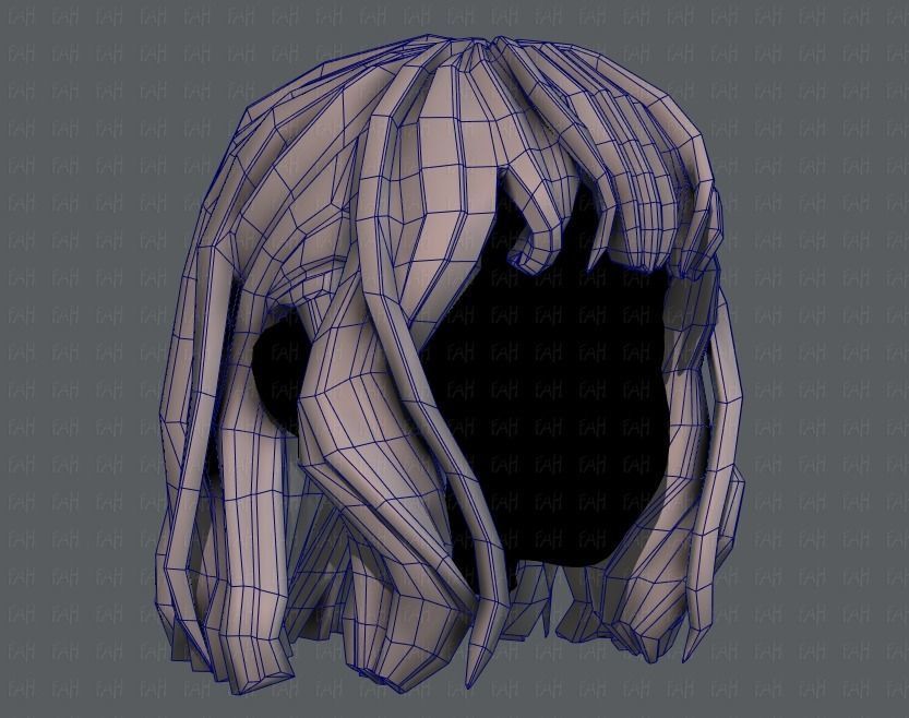 3D Hair style for girl V24 Low-poly 3D model_26