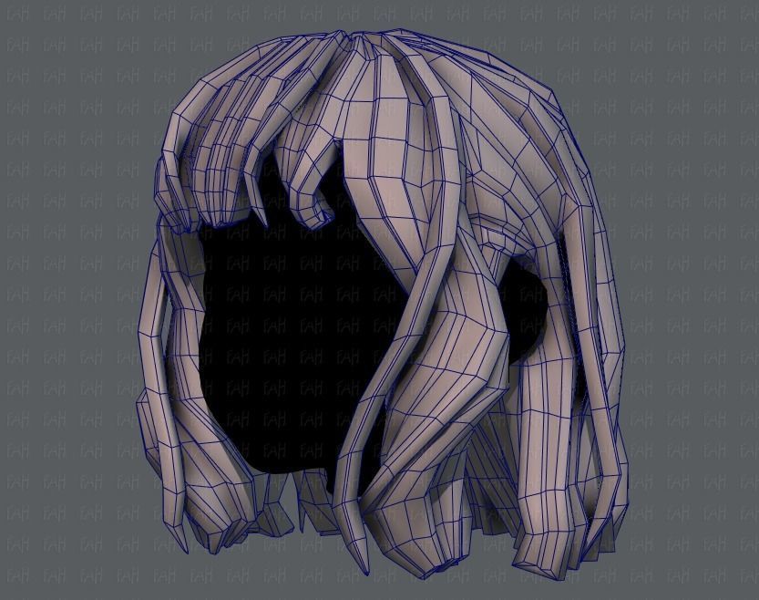 3D Hair style for girl V24 Low-poly 3D model_32