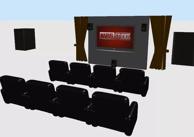Cine en casa Free low-poly 3D model