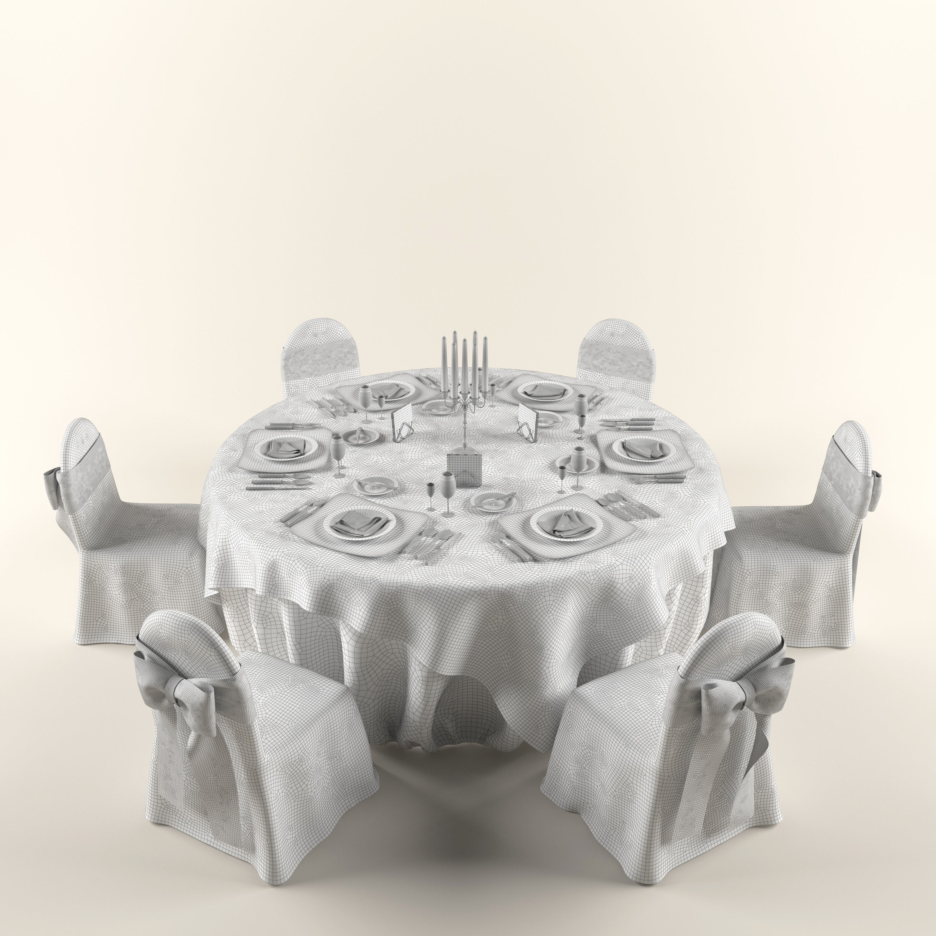 banquet table 3D model_2