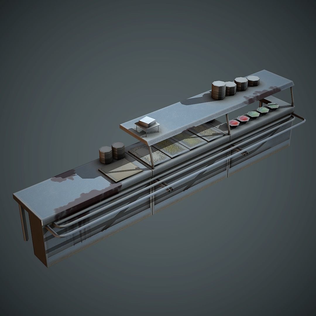 Food Table Low Poly Mobile Ready Low-poly 3D model_3