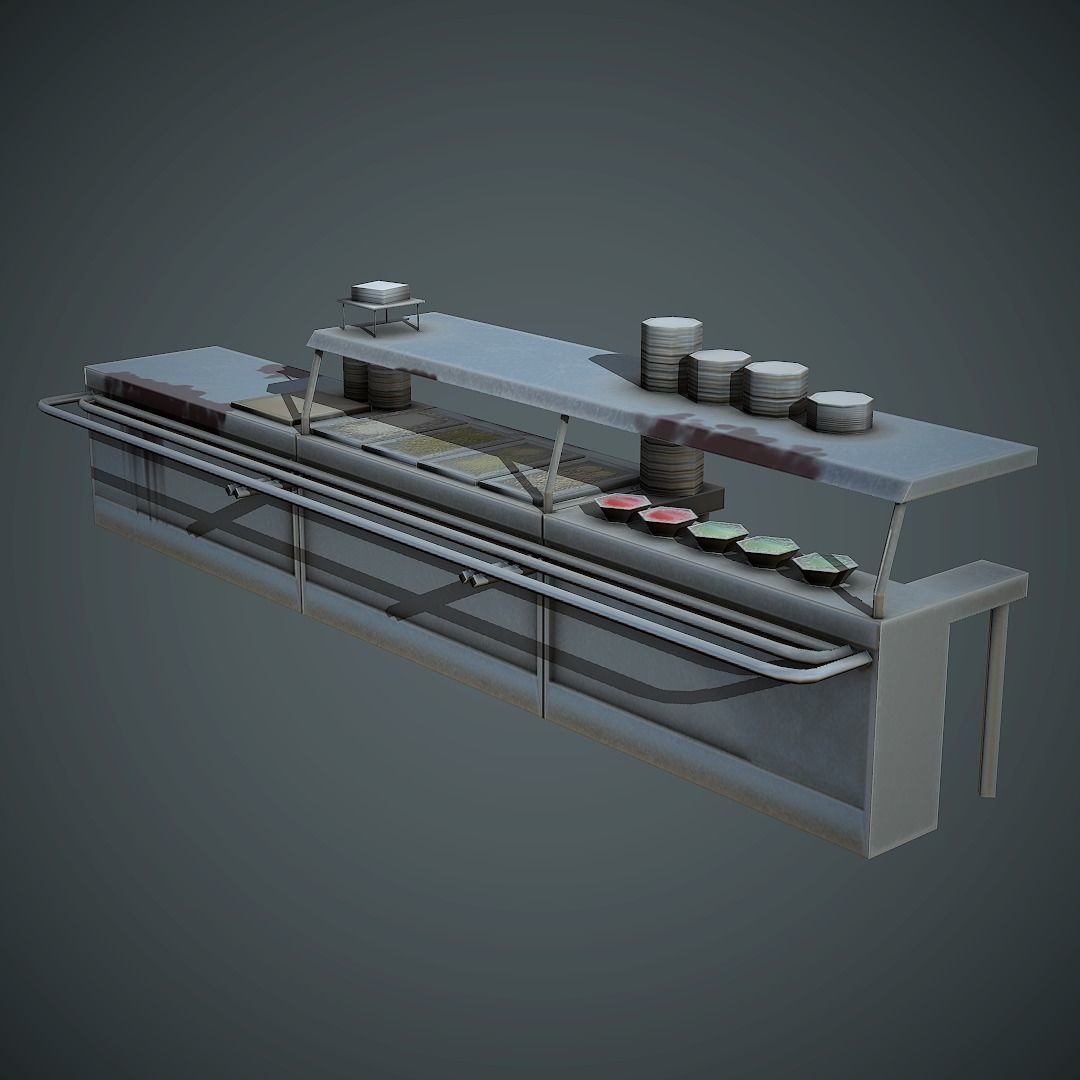 Food Table Low Poly Mobile Ready Low-poly 3D model_1