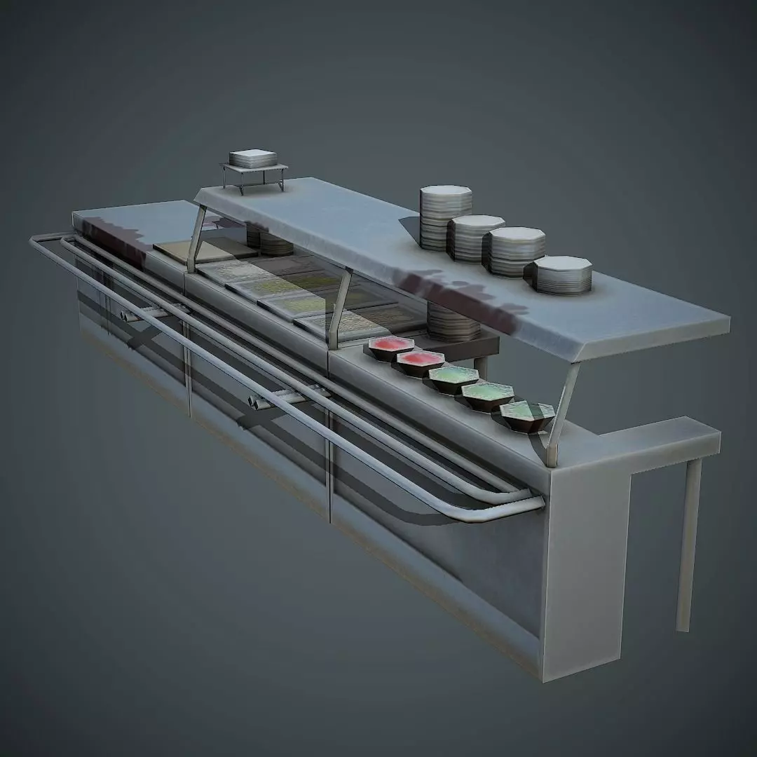Food Table Low Poly Mobile Ready Low-poly 3D model_0