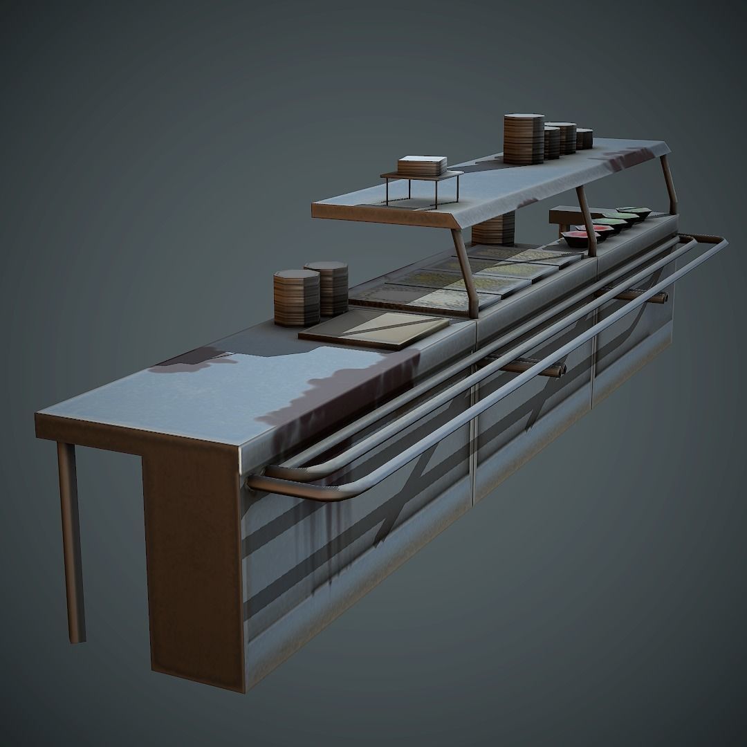 Food Table Low Poly Mobile Ready Low-poly 3D model_4