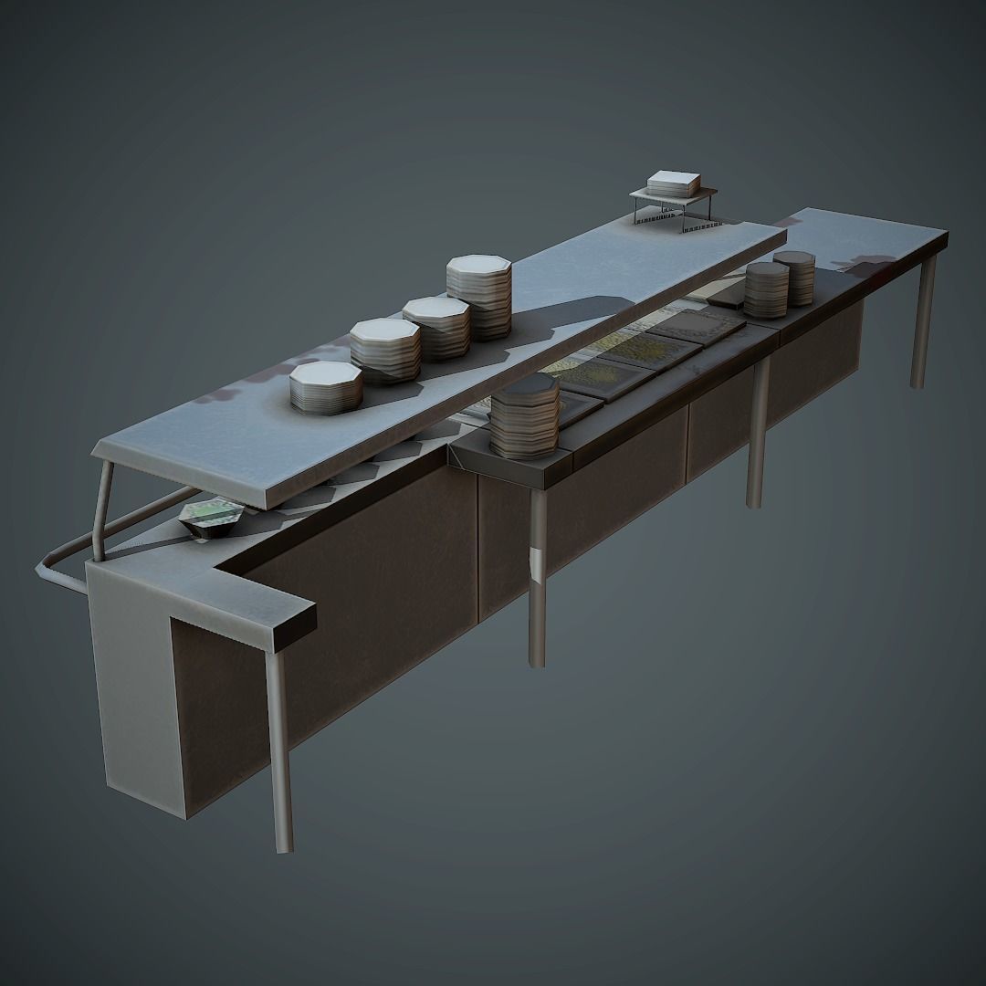 Food Table Low Poly Mobile Ready Low-poly 3D model_6