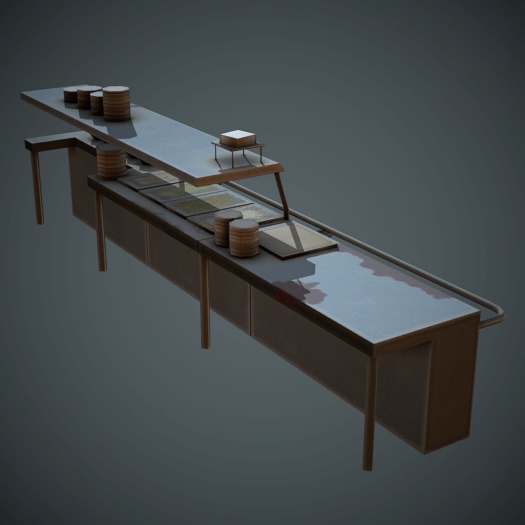 Food Table Low Poly Mobile Ready Low-poly 3D model_5