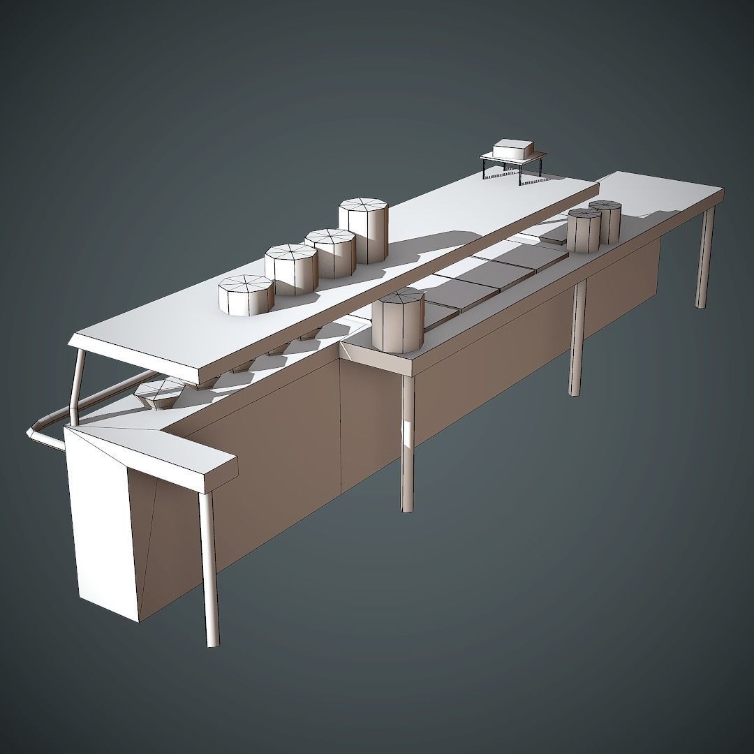 Food Table Low Poly Mobile Ready Low-poly 3D model_12