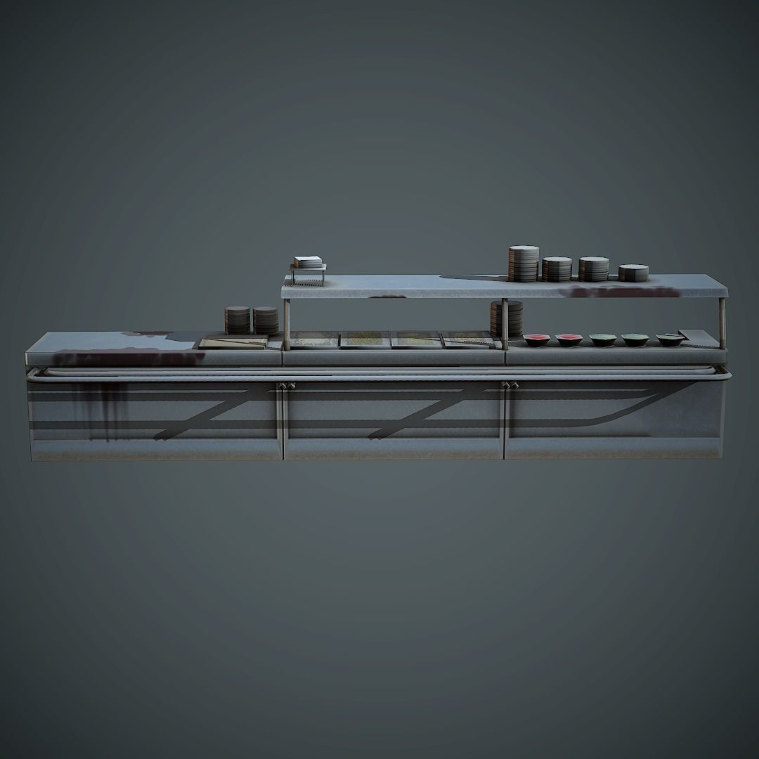 Food Table Low Poly Mobile Ready Low-poly 3D model_2