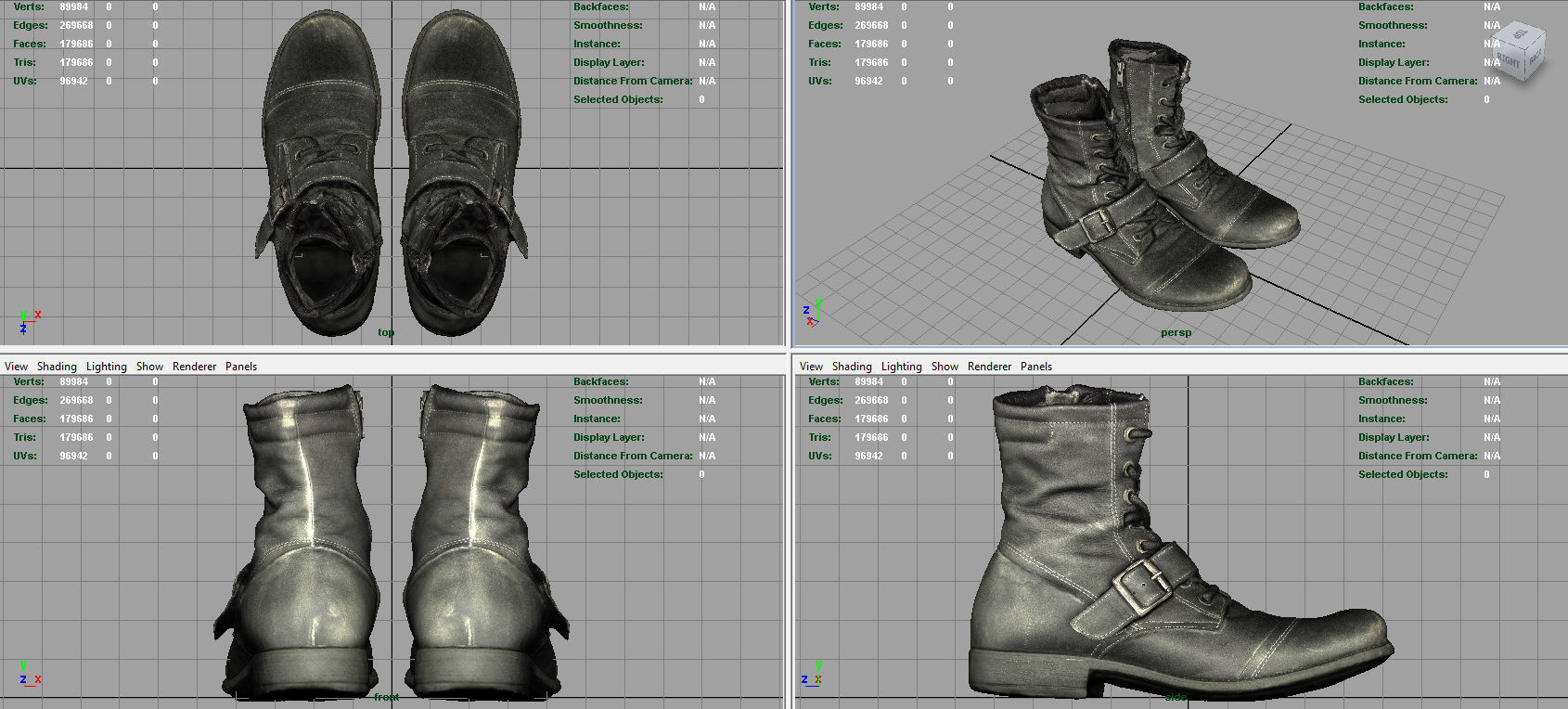 Leather Boots Low-poly 3D model_8