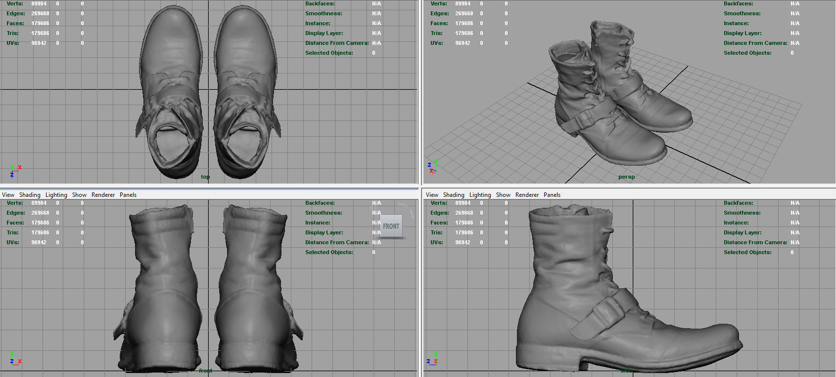 Leather Boots Low-poly 3D model_7
