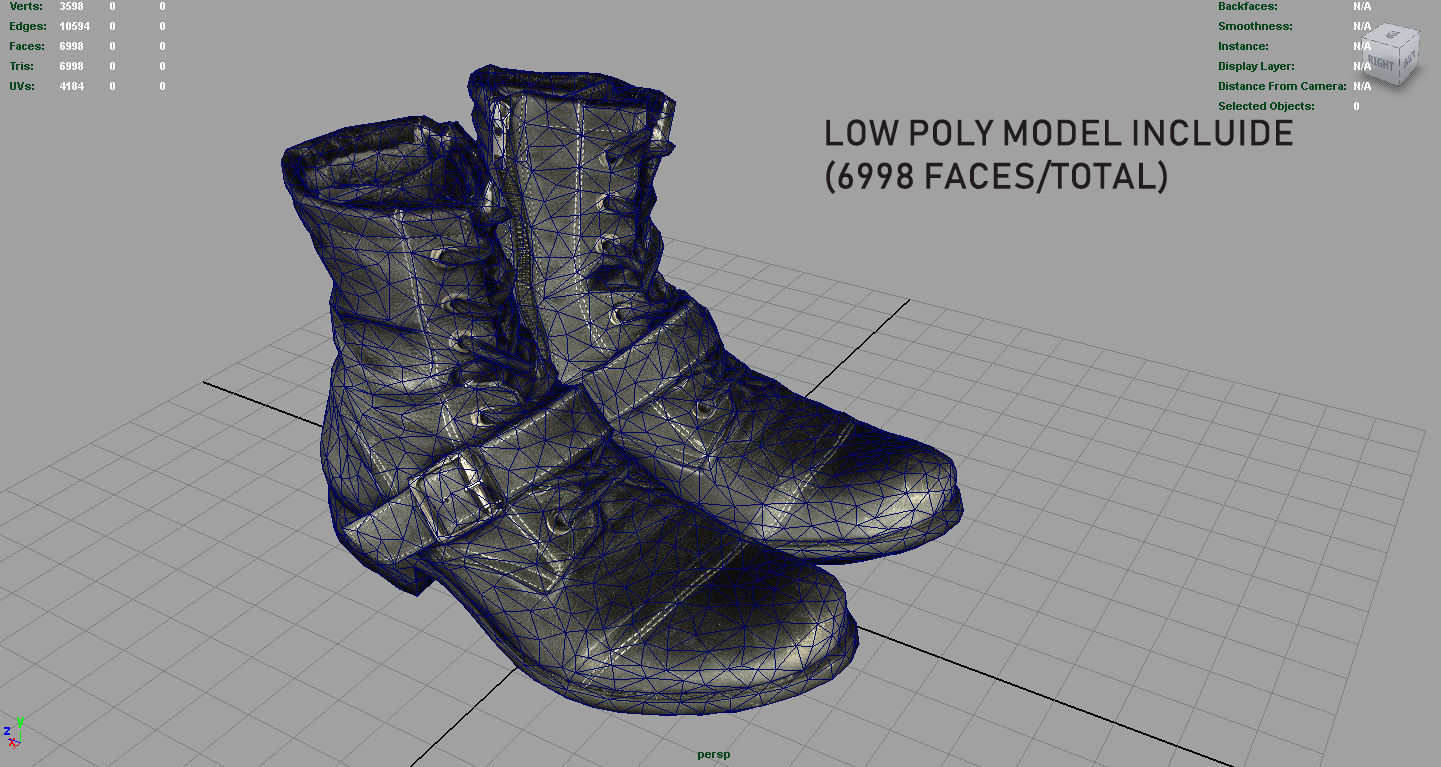 Leather Boots Low-poly 3D model_6