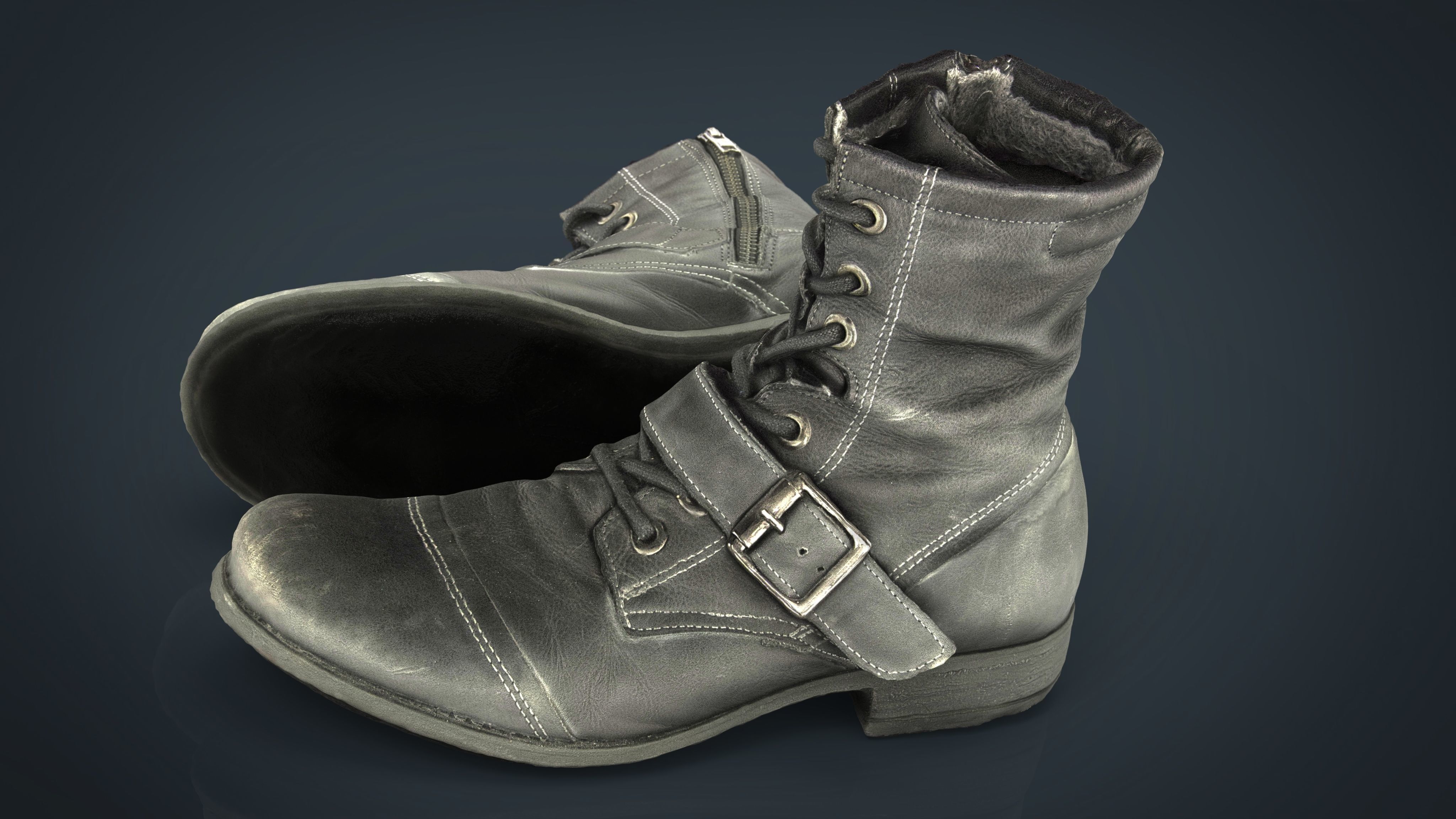 Leather Boots Low-poly 3D model_16
