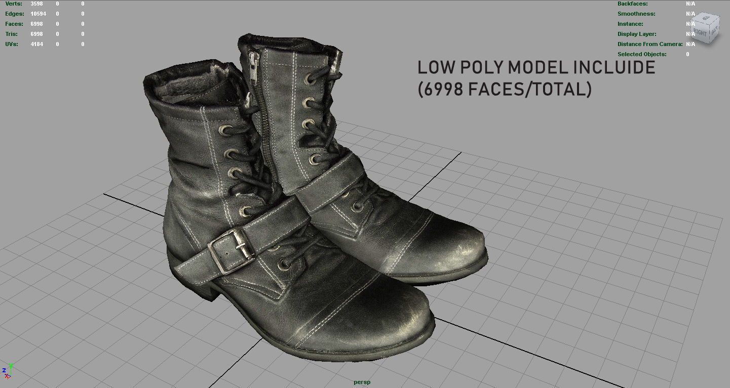 Leather Boots Low-poly 3D model_5