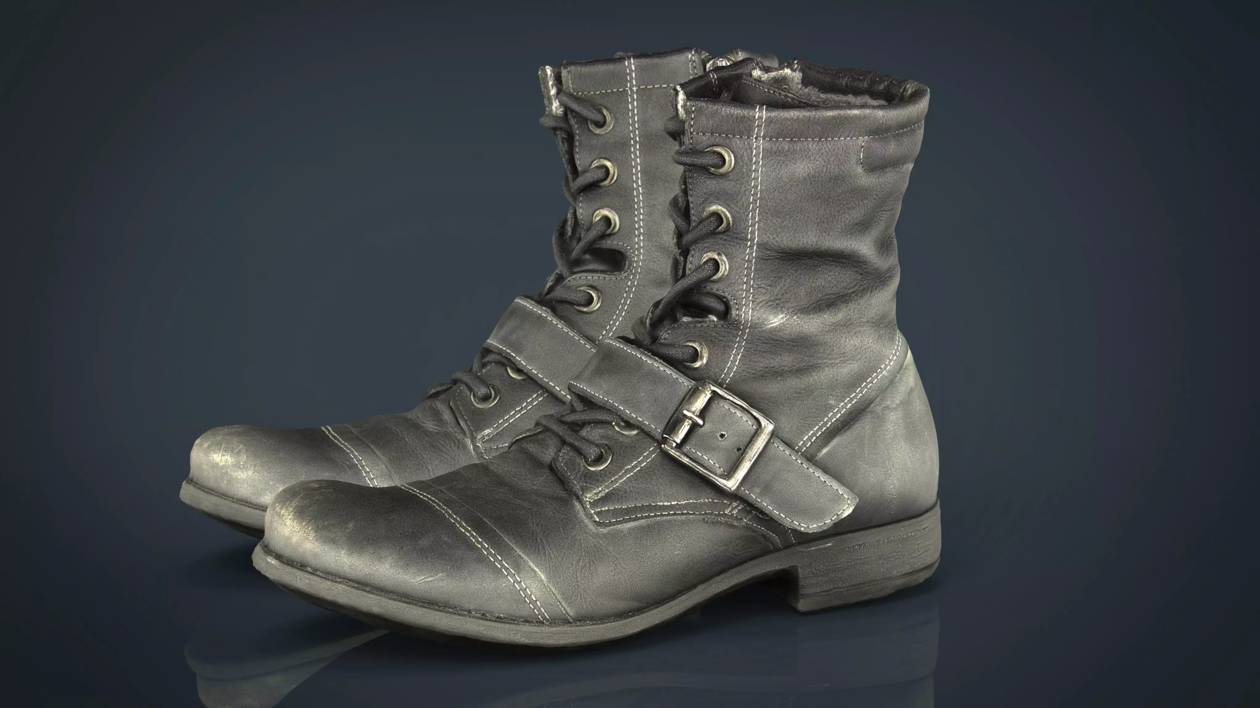 Leather Boots Low-poly 3D model_0