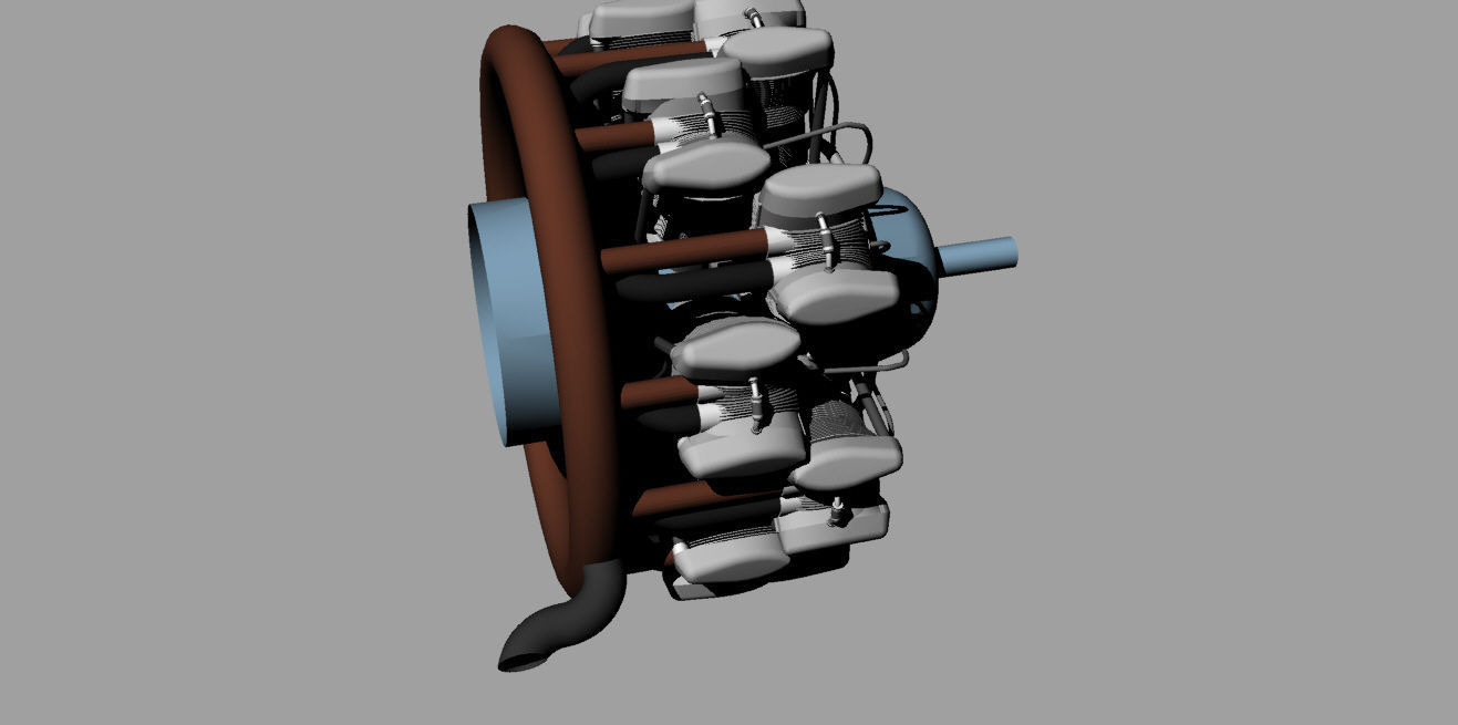 14 Cylinder Radial Engine Free 3D model_5