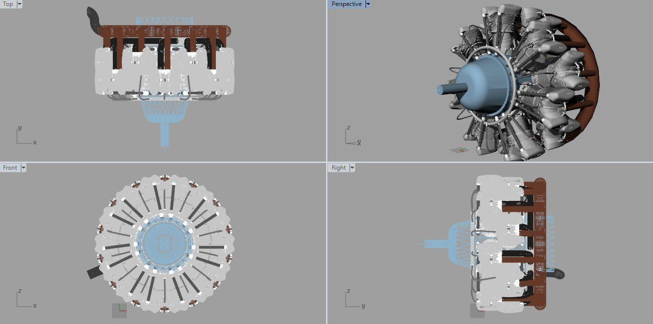 14 Cylinder Radial Engine Free 3D model_4