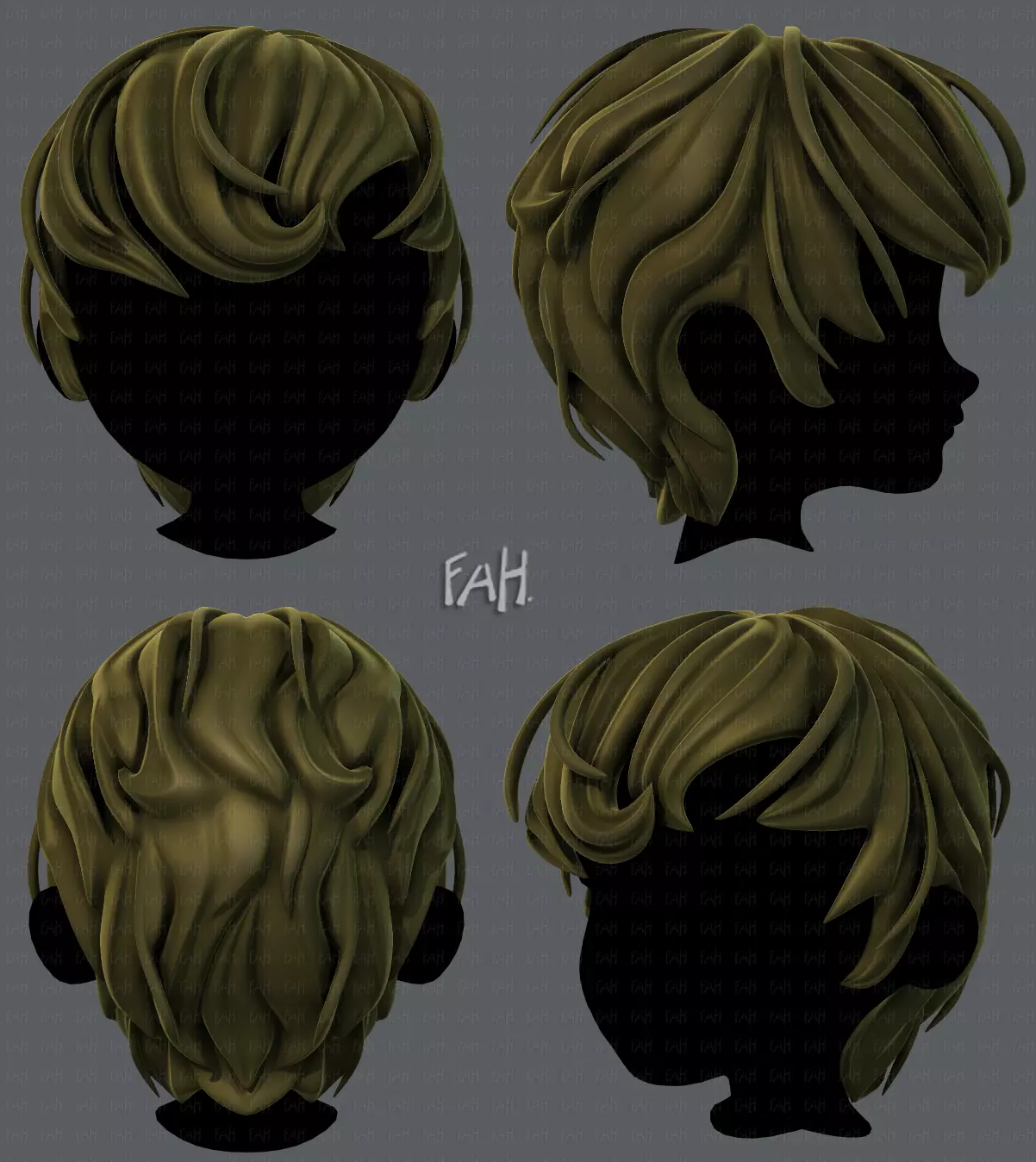 3D Hair style for boy V24 Low-poly 3D model_0