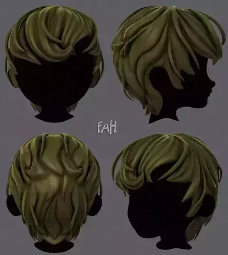 3D Hair style for boy V24 Low-poly 3D model