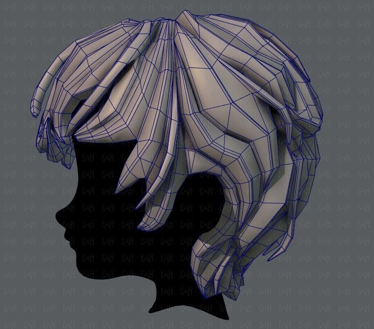 3D Hair style for boy V24 Low-poly 3D model_31