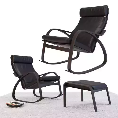 Poeng rocking chair and ottoman