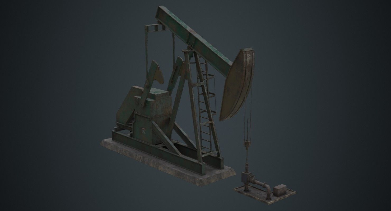 Oil Pumpjack 1B Low-poly 3D model_1