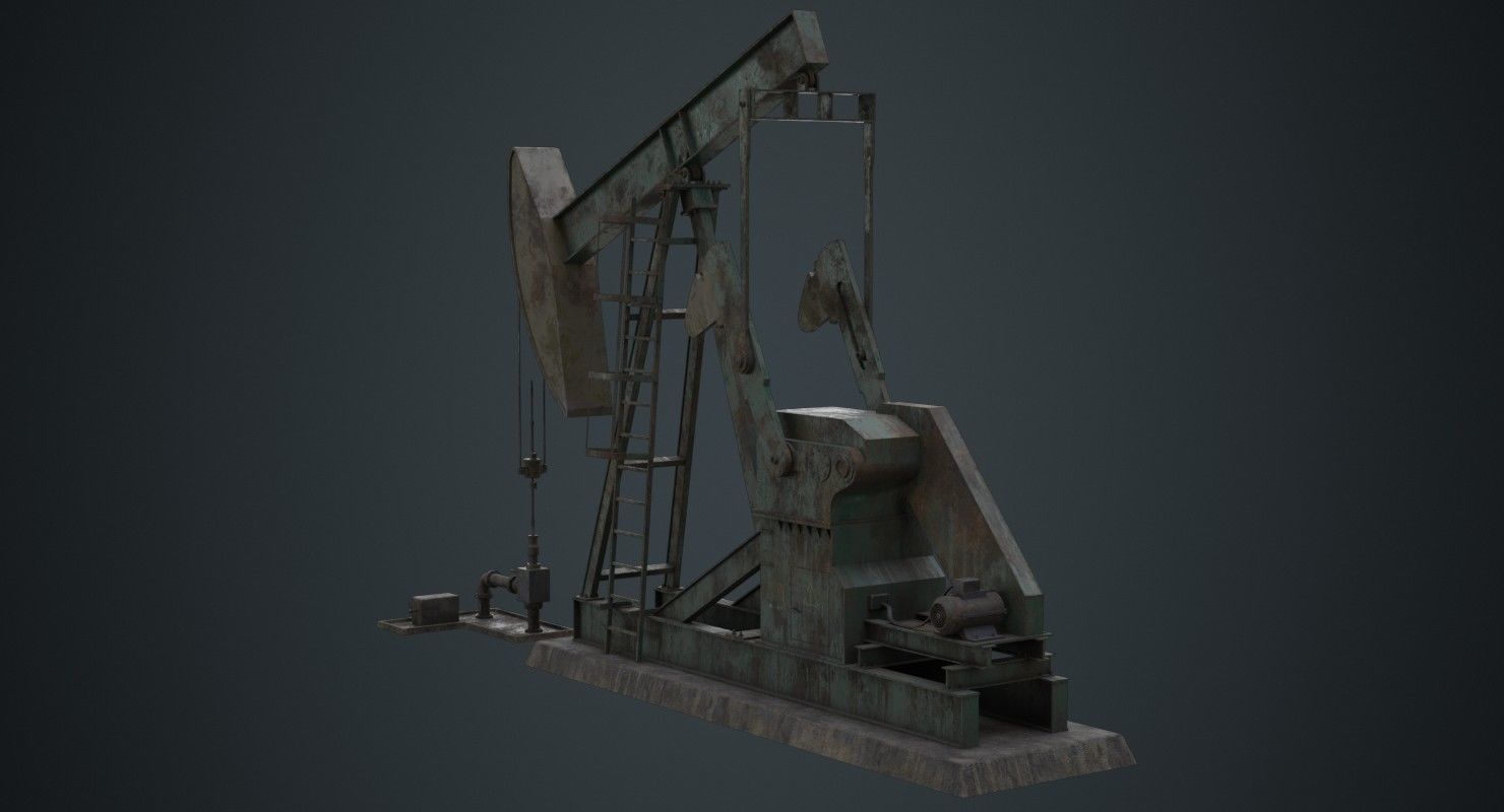 Oil Pumpjack 1B Low-poly 3D model_4