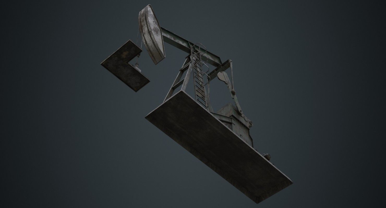 Oil Pumpjack 1B Low-poly 3D model_3