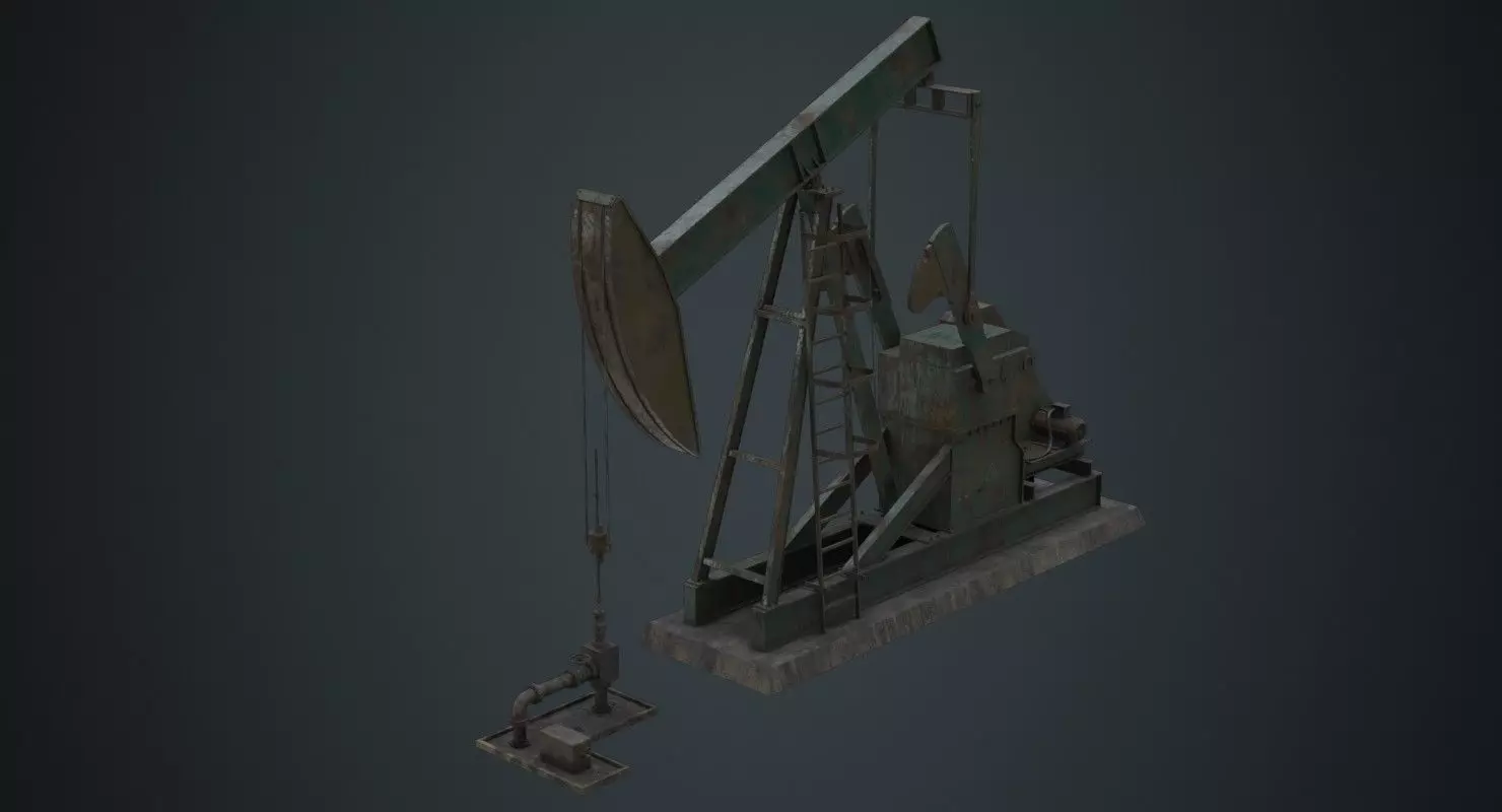 Oil Pumpjack 1B Low-poly 3D model_0