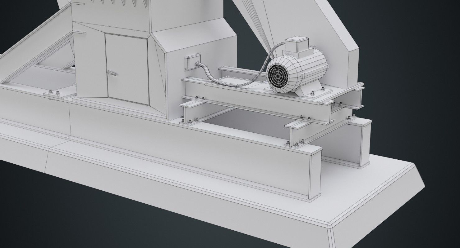 Oil Pumpjack 1B Low-poly 3D model_11