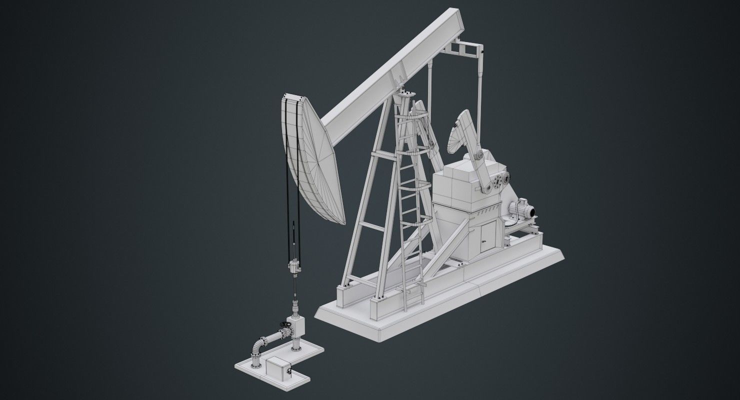Oil Pumpjack 1B Low-poly 3D model_8