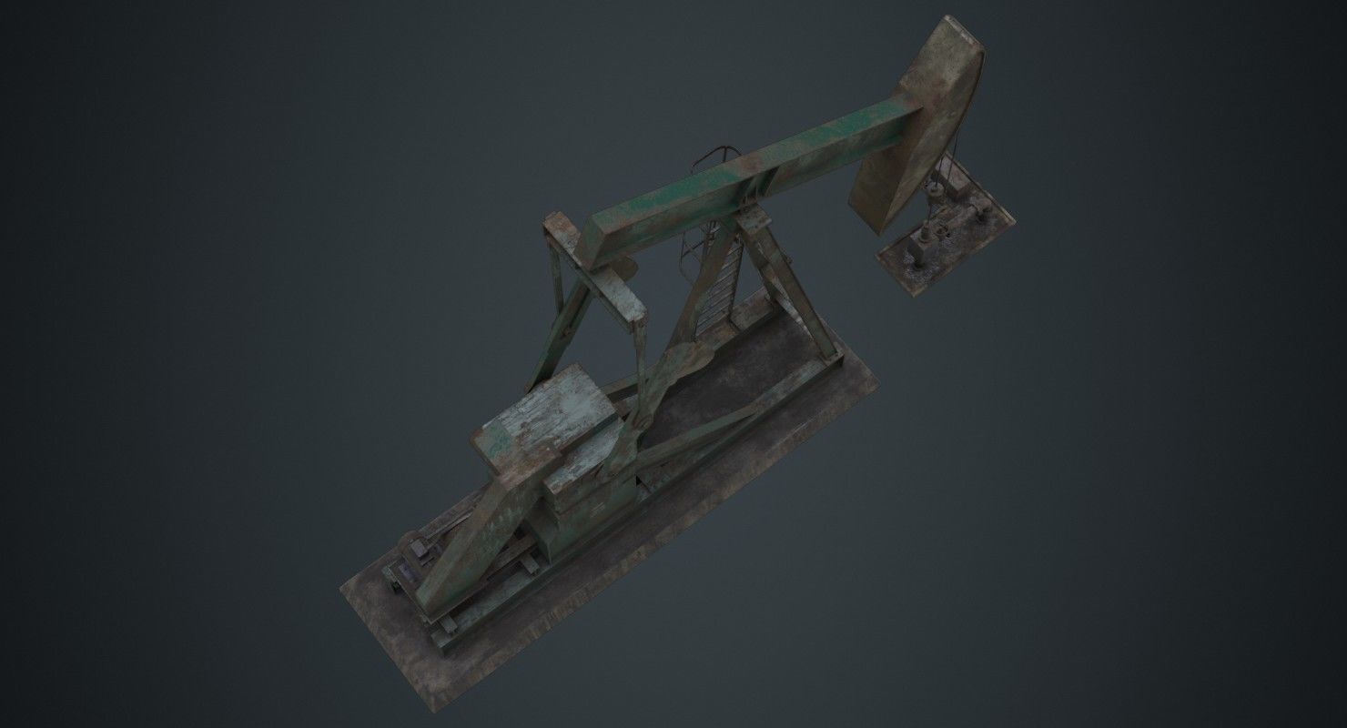 Oil Pumpjack 1B Low-poly 3D model_2