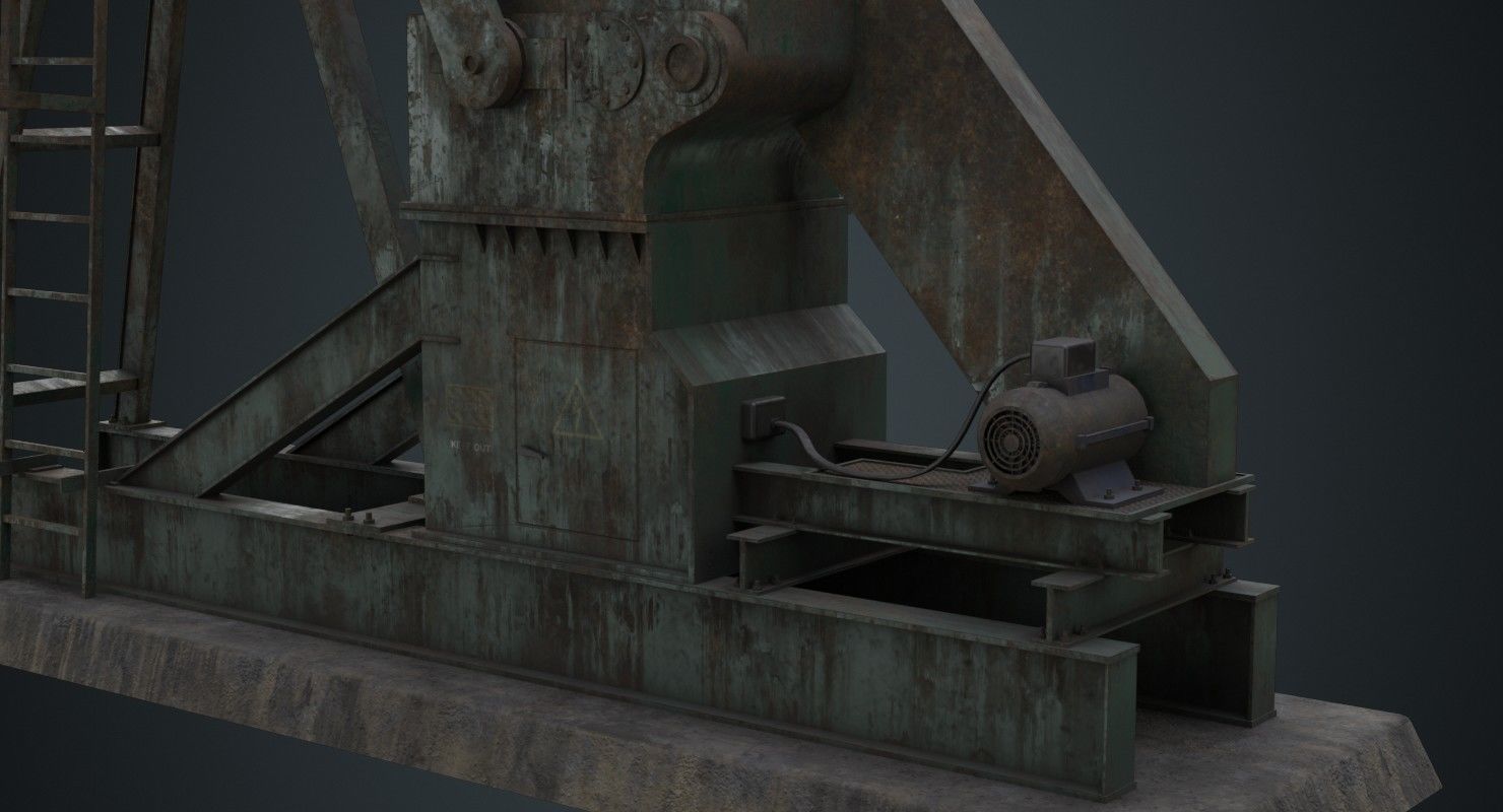 Oil Pumpjack 1B Low-poly 3D model_7