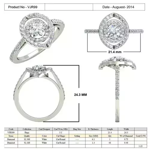 Eye Shaped Halo Engagement Ring With Diamonds 3