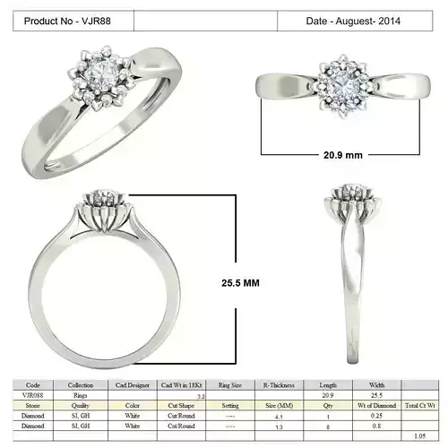 Flower Shaped Ring With Diamonds