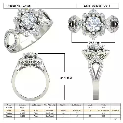 Flower Shaped Halo Ring With Diamonds 1
