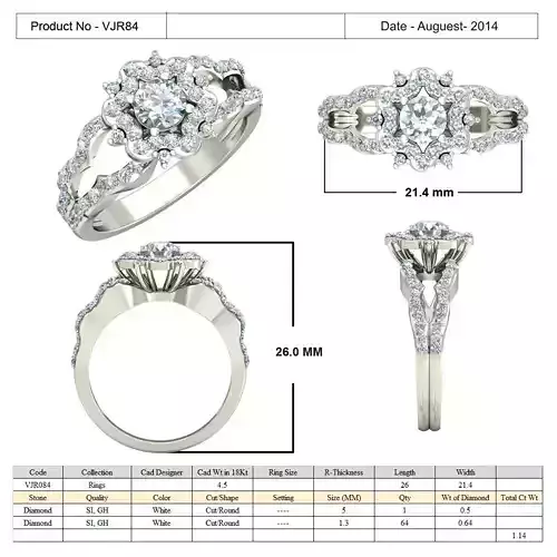 Flower Shaped Halo Ring With Diamonds 2