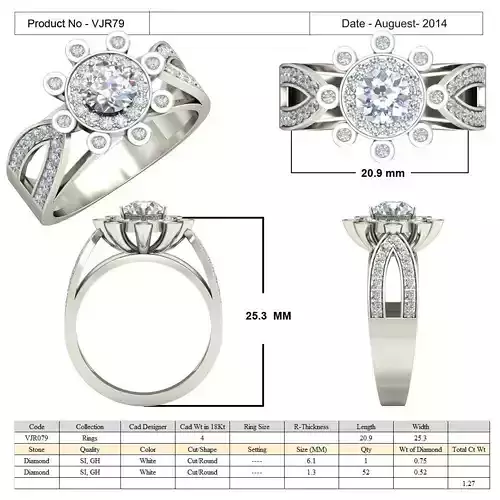 Flower Shaped Halo Ring With Diamonds 3