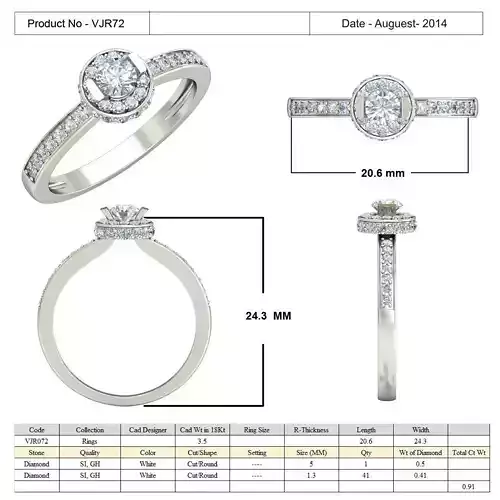 Round Halo Side Stone Diamond Ring 1