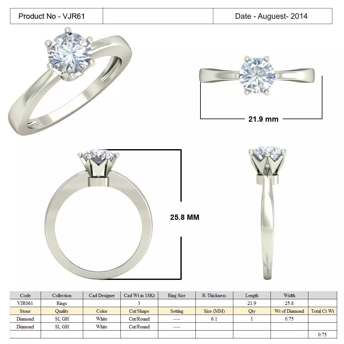 Thin Engagement Ring With Diamond 9 3D print model_0