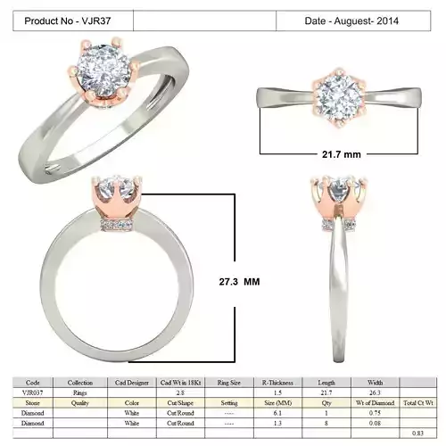 Thin Engagement Ring With Diamond 10 3D print model