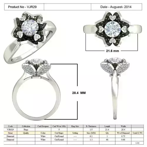 Flower Shaped Ring With Diamonds 2